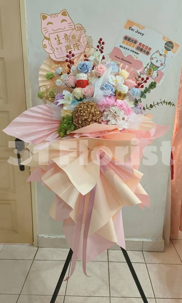 香皂花与仿真花开业花架